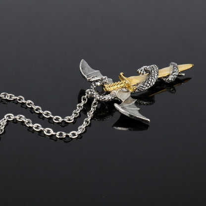 Luminous Vintage Dragon Sword Pendant Necklace