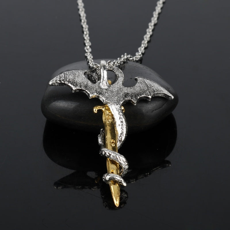 Luminous Vintage Dragon Sword Pendant Necklace