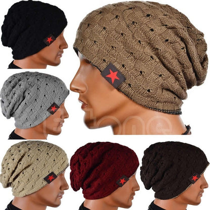 Mens Knitted Baggy Beanie Cap