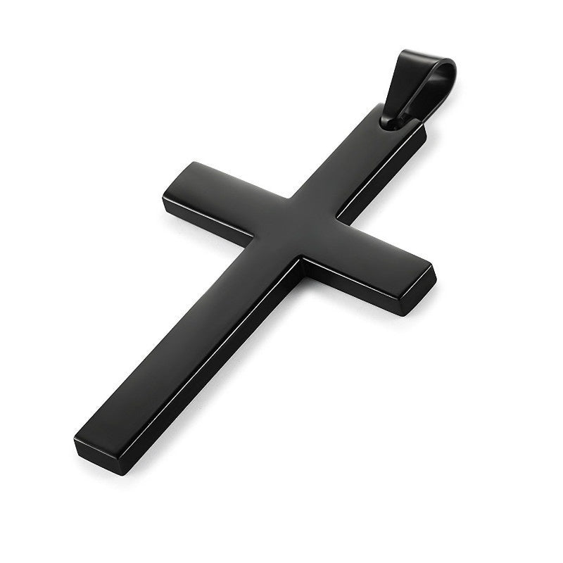 Mens Vintage Stainless Steel Cross Pendant Necklace