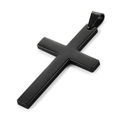 Mens Vintage Stainless Steel Cross Pendant Necklace