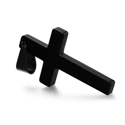 Mens Vintage Stainless Steel Cross Pendant Necklace