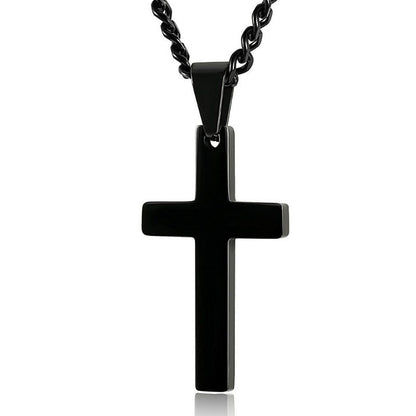 Mens Vintage Stainless Steel Cross Pendant Necklace