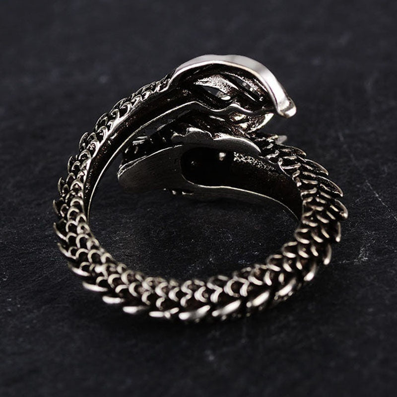 Mens Sterling Silver Dragon Ring