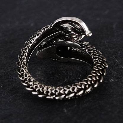 Mens Sterling Silver Dragon Ring