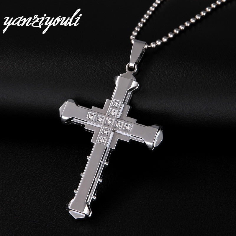 Mens Cross Pendant Necklace