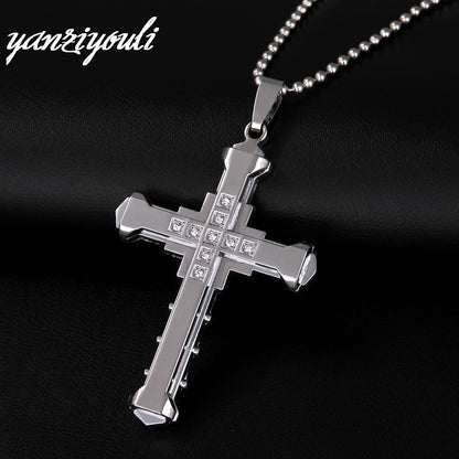 Mens Cross Pendant Necklace