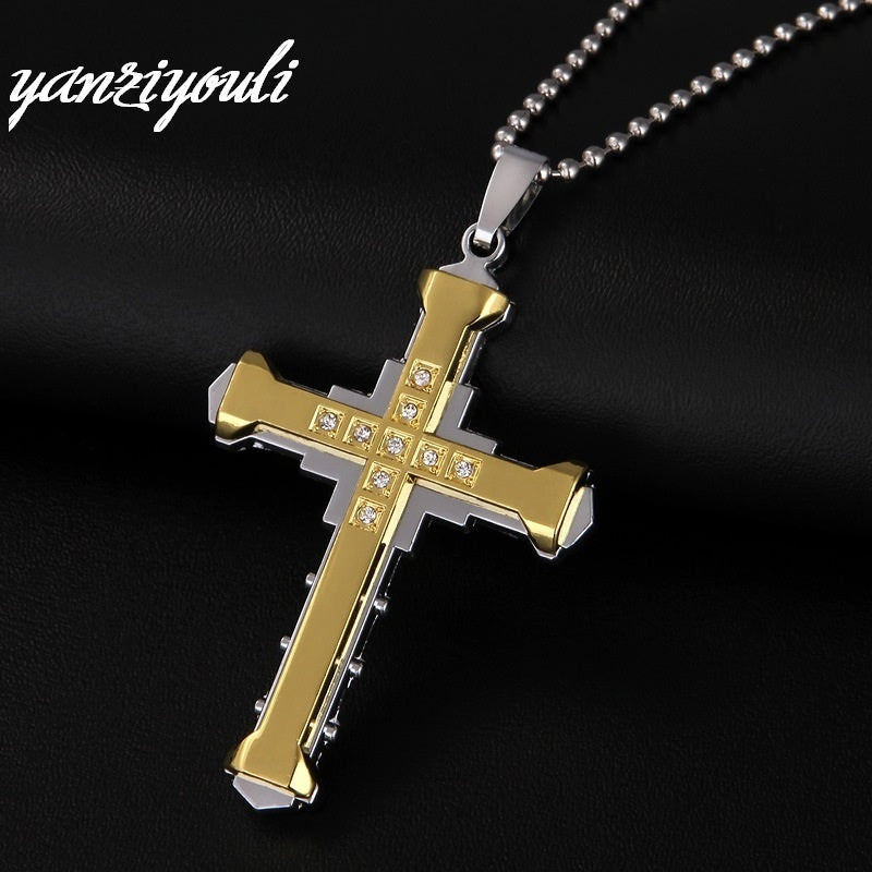 Mens Cross Pendant Necklace