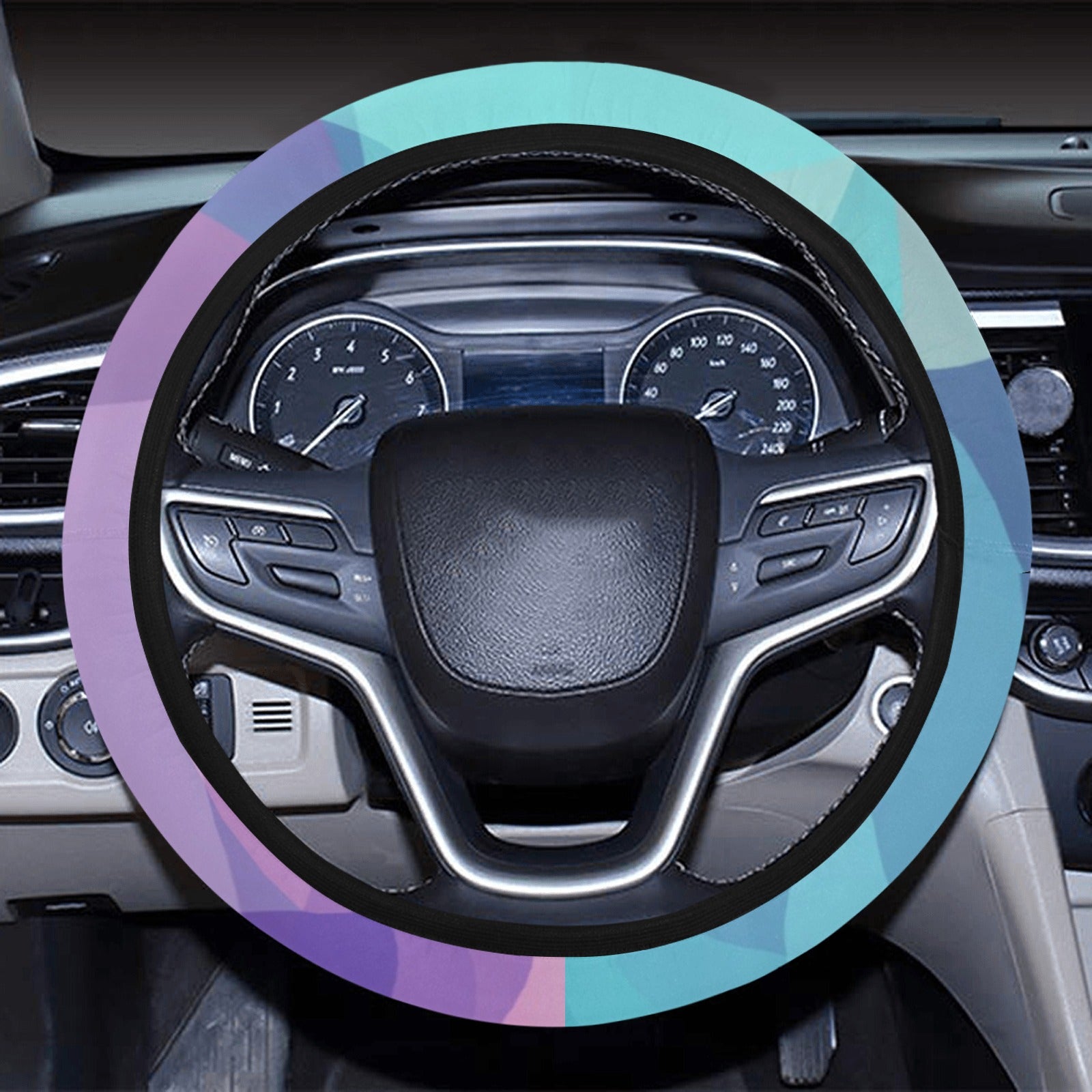 Pink Blue Abstract Triangles Steering Wheel Cover