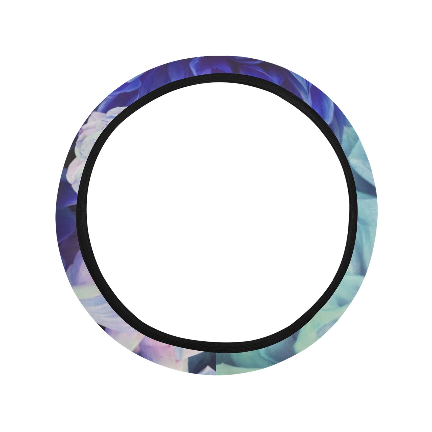 Blue Pink Floral Steering Wheel Cover