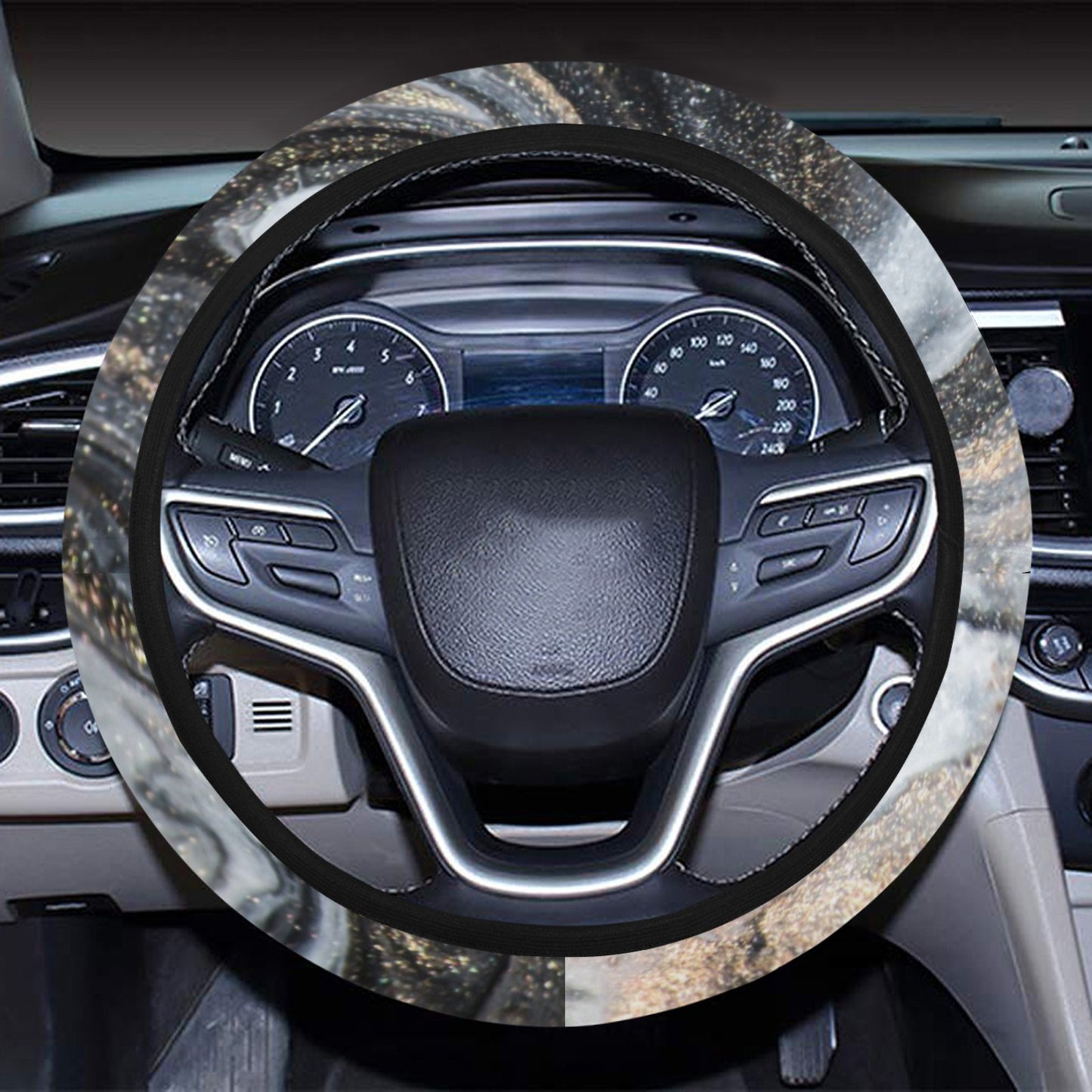 Gold Marble Print Steering Wheel Cover