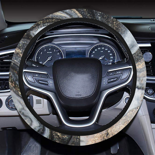 Gold Marble Print Steering Wheel Cover
