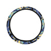 Blue Yellow Leaves Steering Wheel Cover