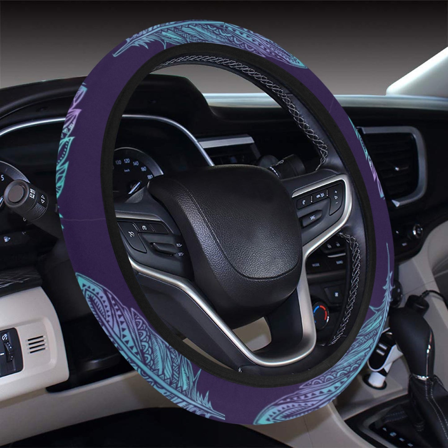 Neon Feather Steering Wheel Cover
