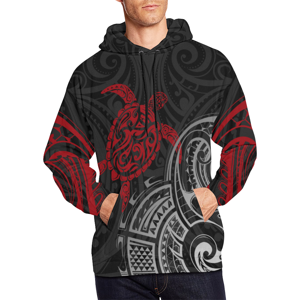 Red Turtle Maori Tribal Polynesian Hoodie