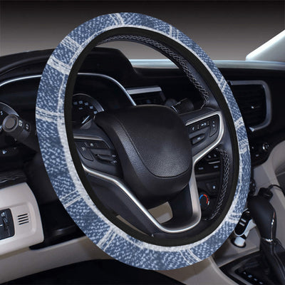 Denim Blue Plaid Steering Wheel Cover