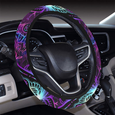 Blue Pink Lotus Steering Wheel Cover