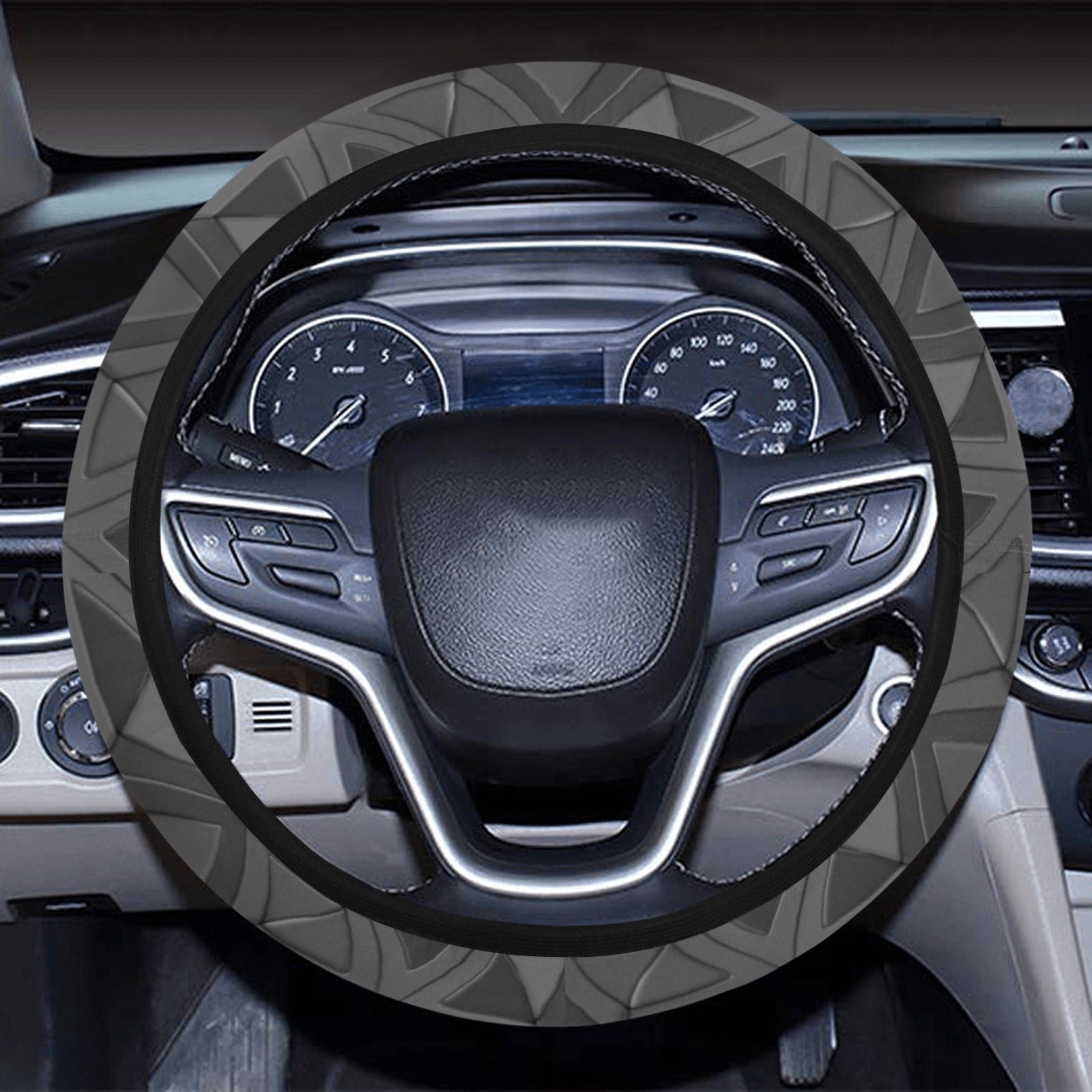 Dark Grey Abstract Pattern Steering Wheel Cover