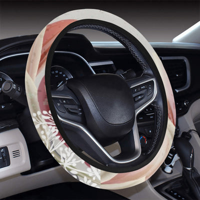 Beige Floral Steering Wheel Cover