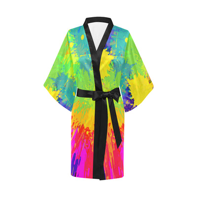 Colorful Plaint Splatter Abstract Art Kimono Robe
