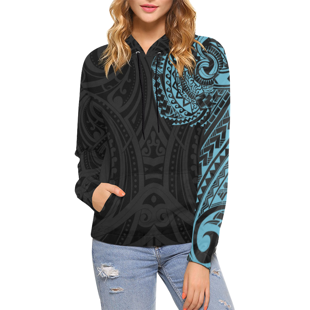 Blue Chest Maori Tribal Polynesian Hoodie