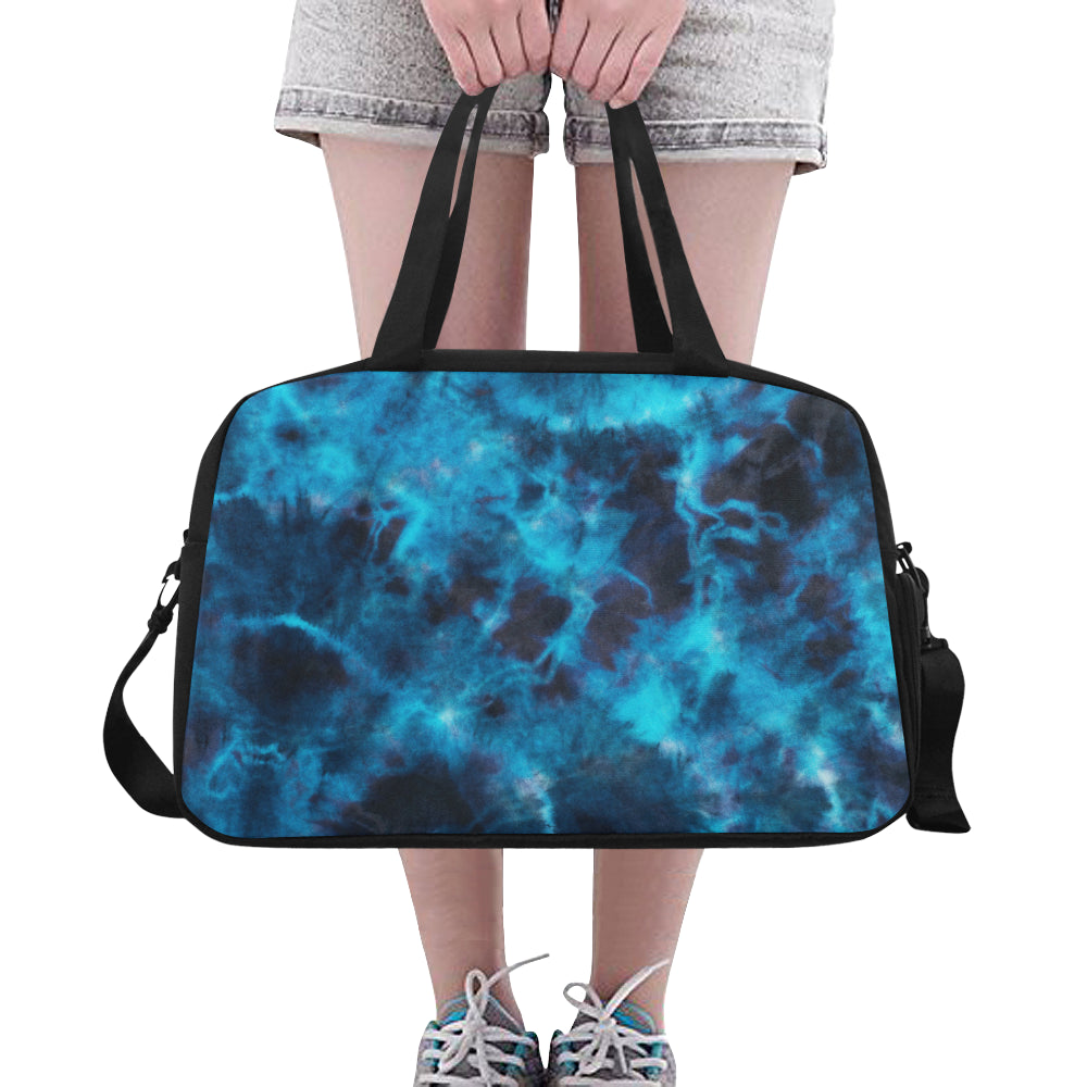 Blue Tie Dye Grunge Fitness Bag Fitness