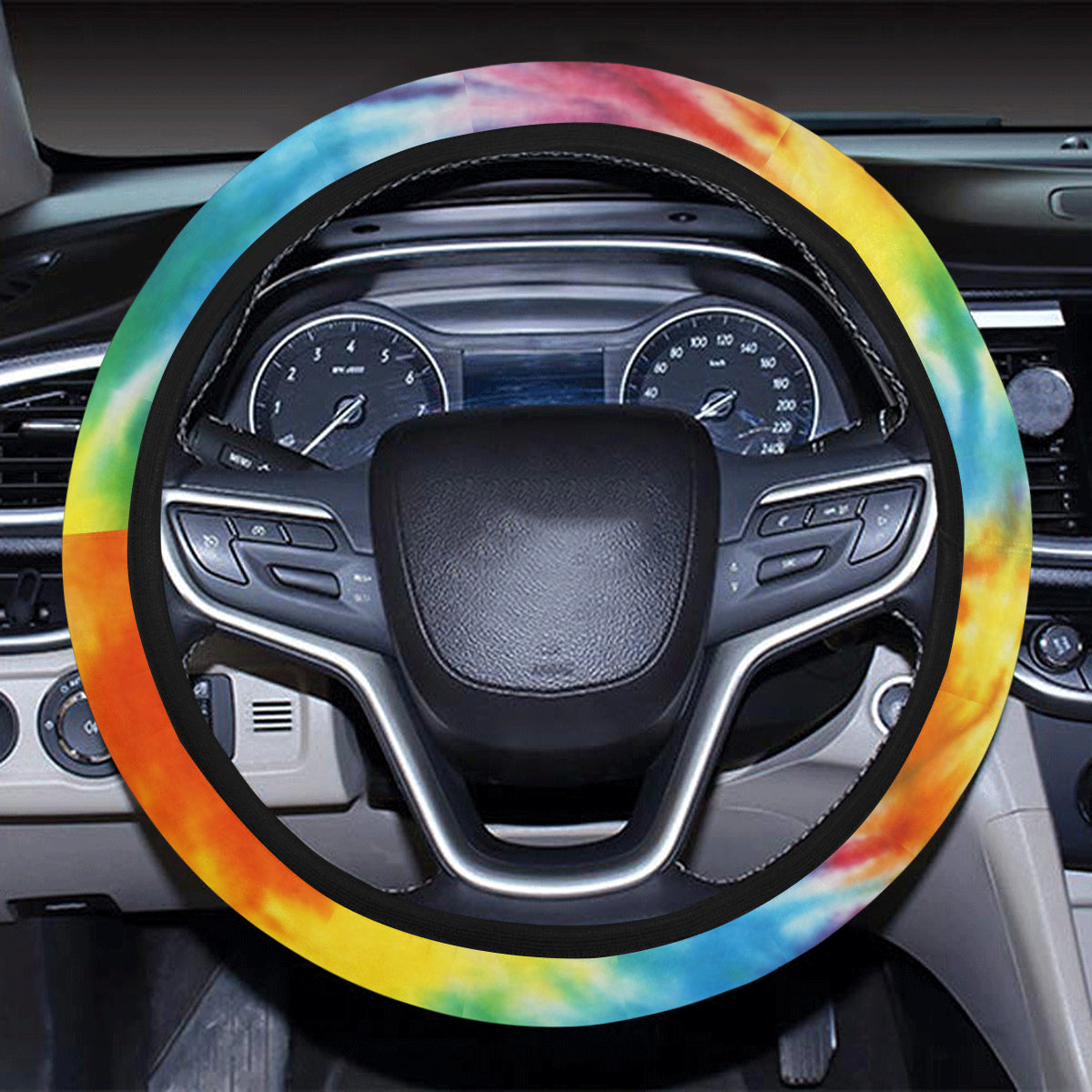Colorful Tie Dye Print Abstract Art Steering Wheel Cover