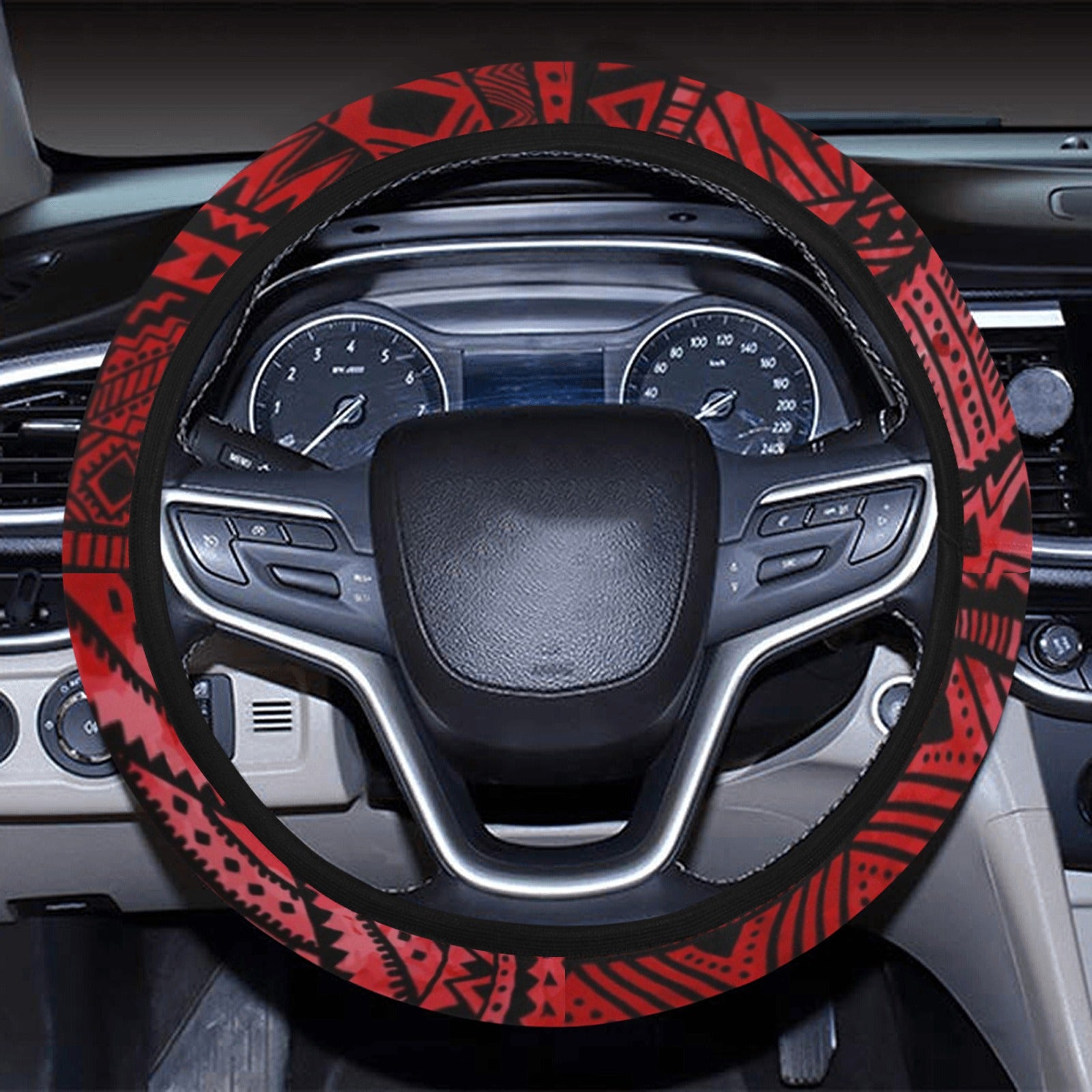 Red Tribal Abstracat Steering Wheel Cover