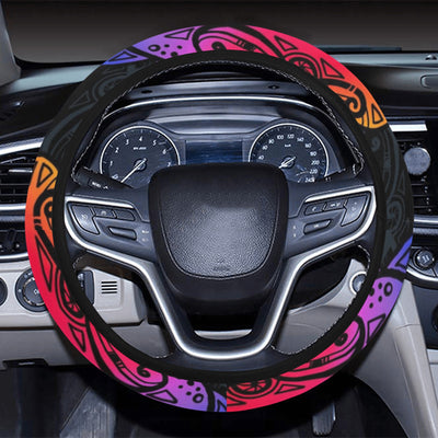 Colorful Tribal Maori Turtle Steering Wheel Cover