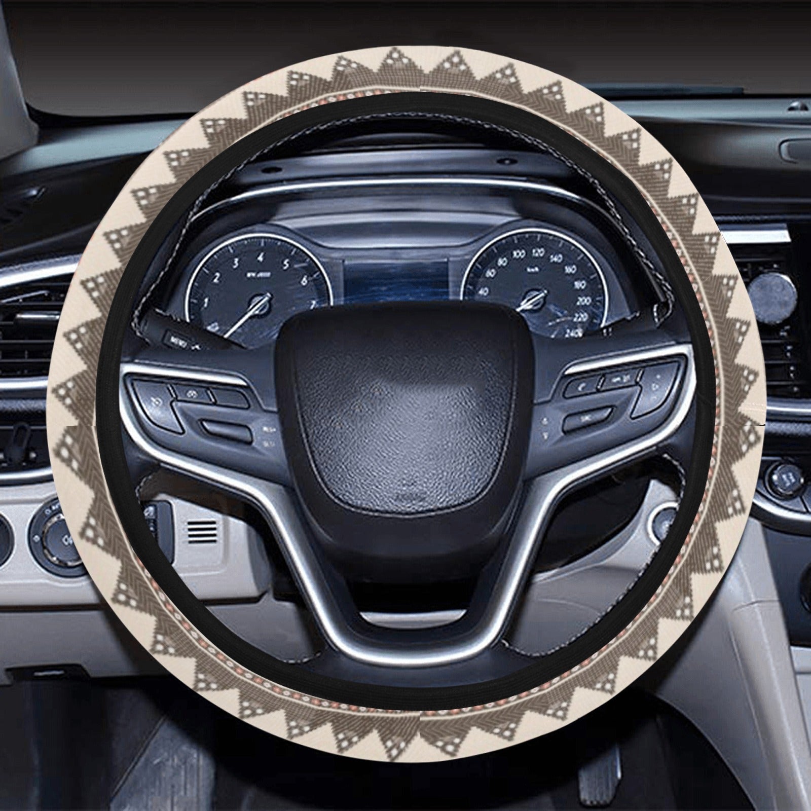 Beige Ethnic Stripes Steering Wheel Cover