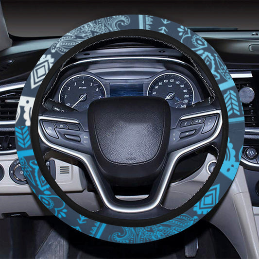 Blue Boho Chic Bohemian Steering Wheel Cover