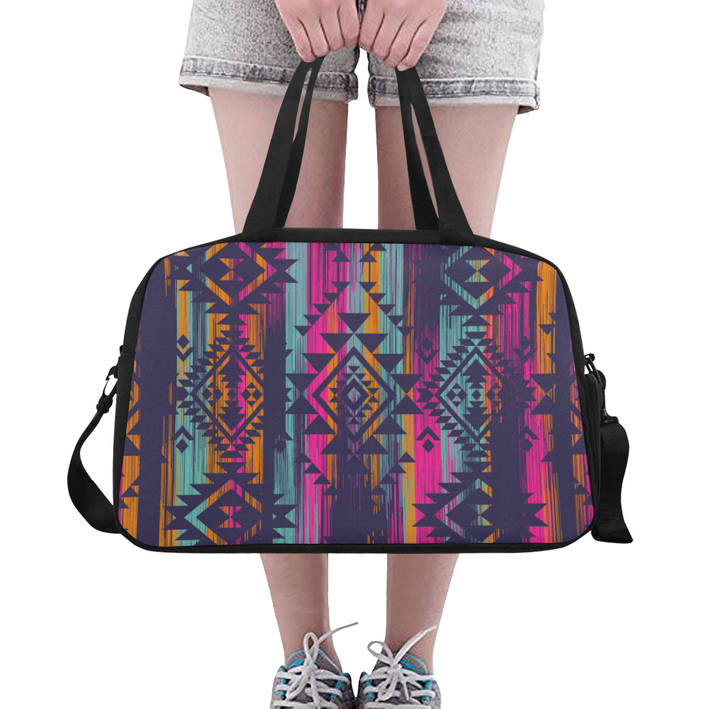 Colorful Boho Chic Bohemian Aztec Streaks Fitness Bag