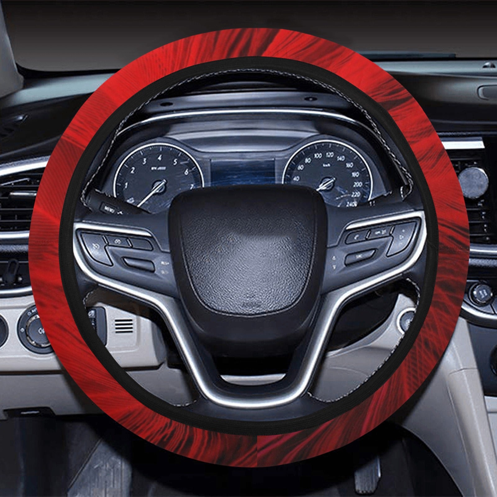 Red Feathers Steering Wheel Cover