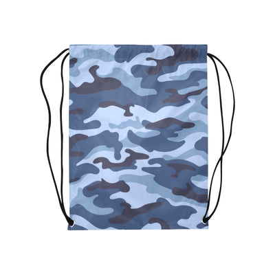 Blue Camouflage Drawstring Bag