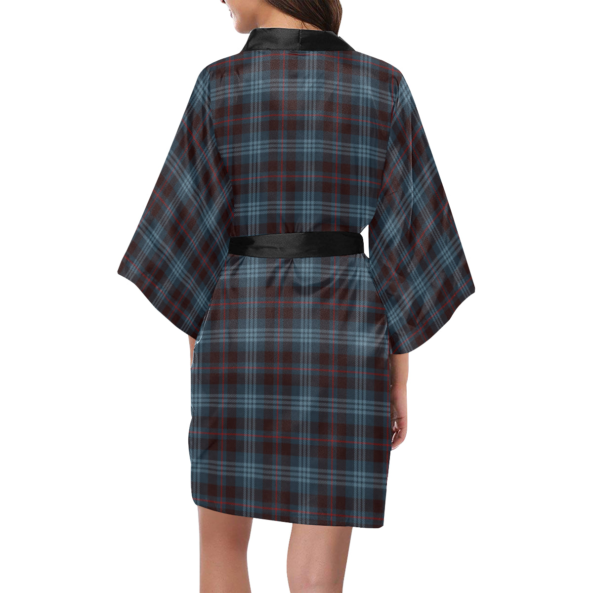 Blue Plaid Kimono Robe