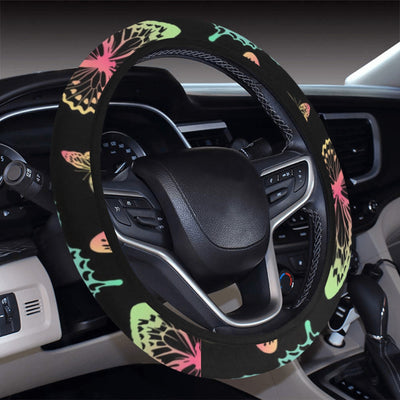 Colorful Neon Butterflies Steering Wheel Cover