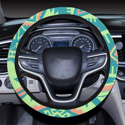 Peach Green Boho Aztec Steering Wheel Cover