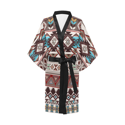 Brown Boho Chic Bohemian Aztec Kimono Robe