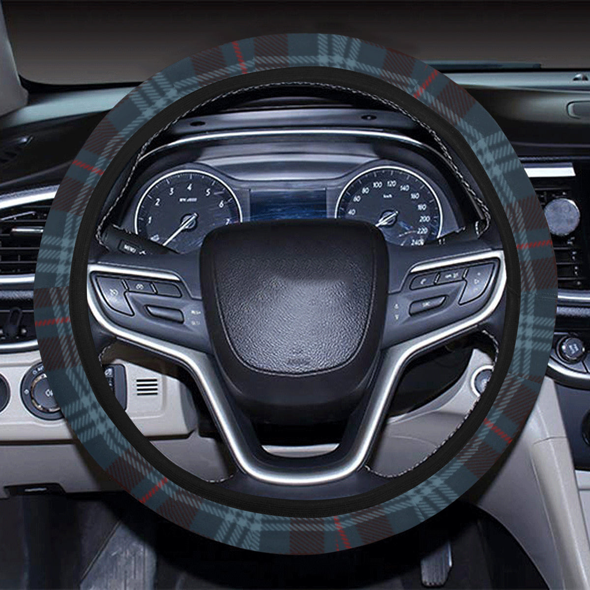 Blue Plaid Steering Wheel Cover