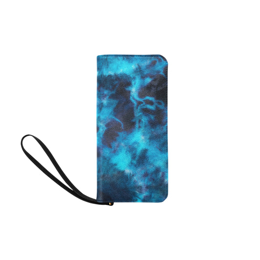 Blue Tie Dye Grunge Clutch Purse