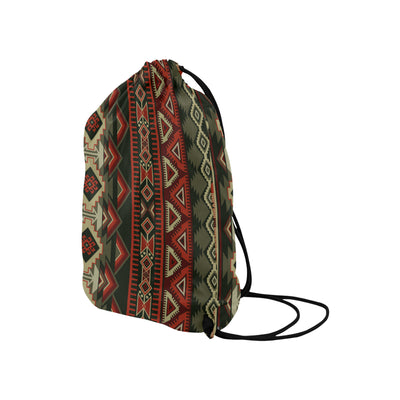 Red & Brown Boho Aztec Drawstring Bag