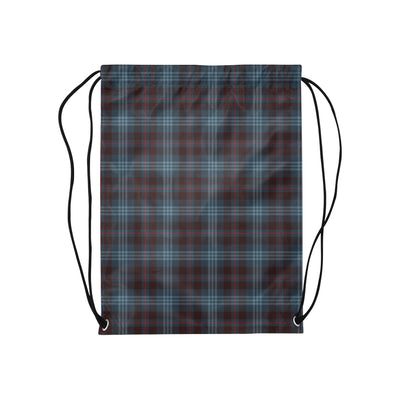 Blue Plaid Drawstring Bag