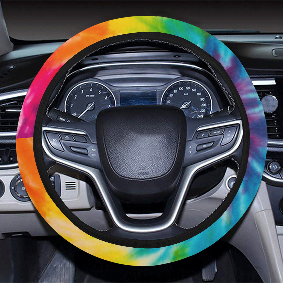 Colorful Tie Dye Spiral Steering Wheel Cover