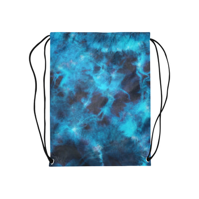 Blue Tie Dye Grunge Drawstring Bag
