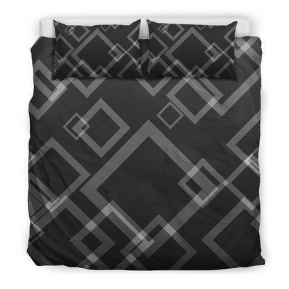 Dark Grey Abstract Squares Bedding Set