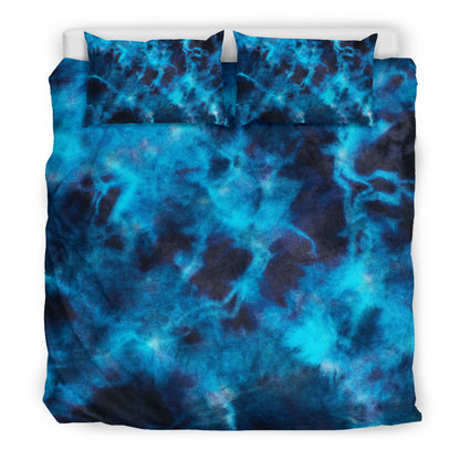 Blue Tie Dye Print Grunge Bedding Set