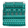 Light Green Teal Boho Aztec Bedding Set