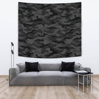 Dark Grey Camouflage Wall Tapestry