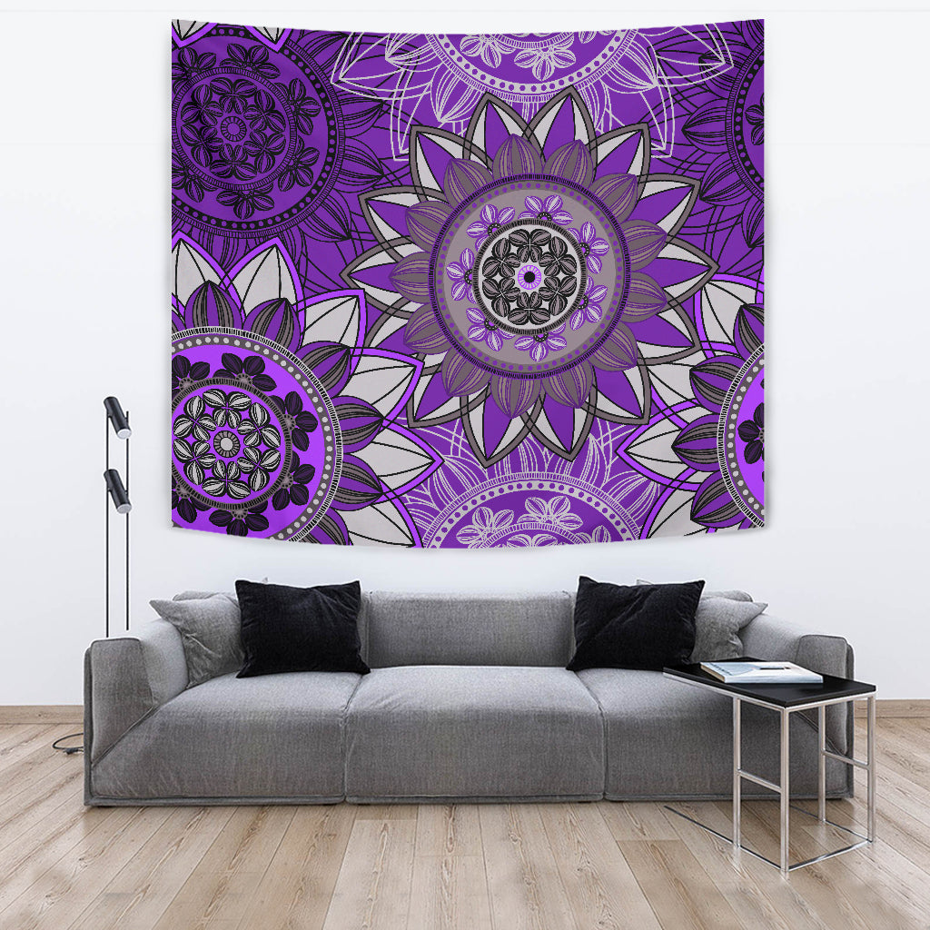 Purple Floral Mandalas Wall Tapestry