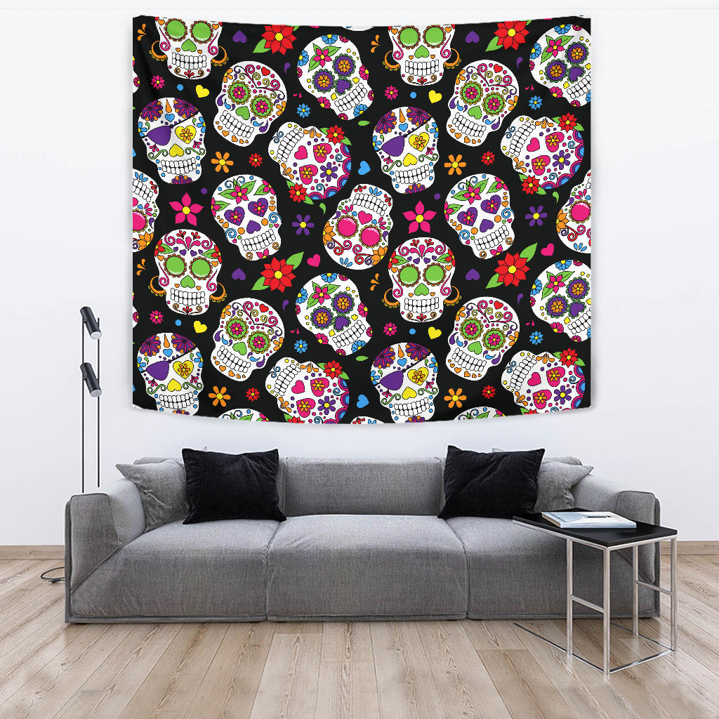 Colorful Sugar Skulls Wall Tapestry